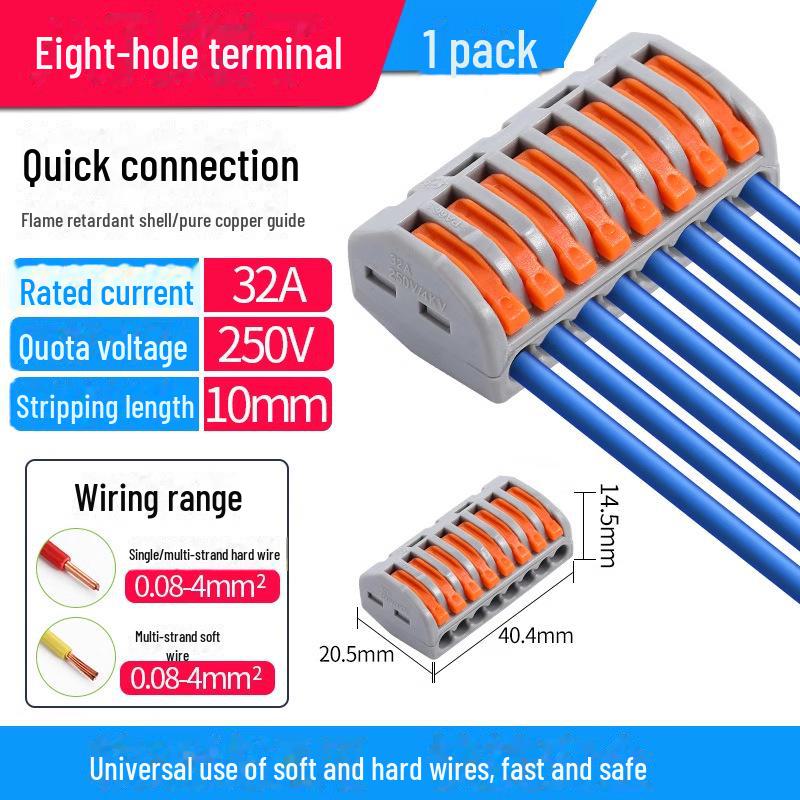Terminal de conectare rapidă PCT SPL-12345: Conector electric multifuncțional cu 2 poziții pentru cabluri de calibru 4, 2 intrări, 2 ieșiri