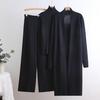 Women's Piece Cardigan Knit Lounge Set 3 Elastic Waist Wide Leg