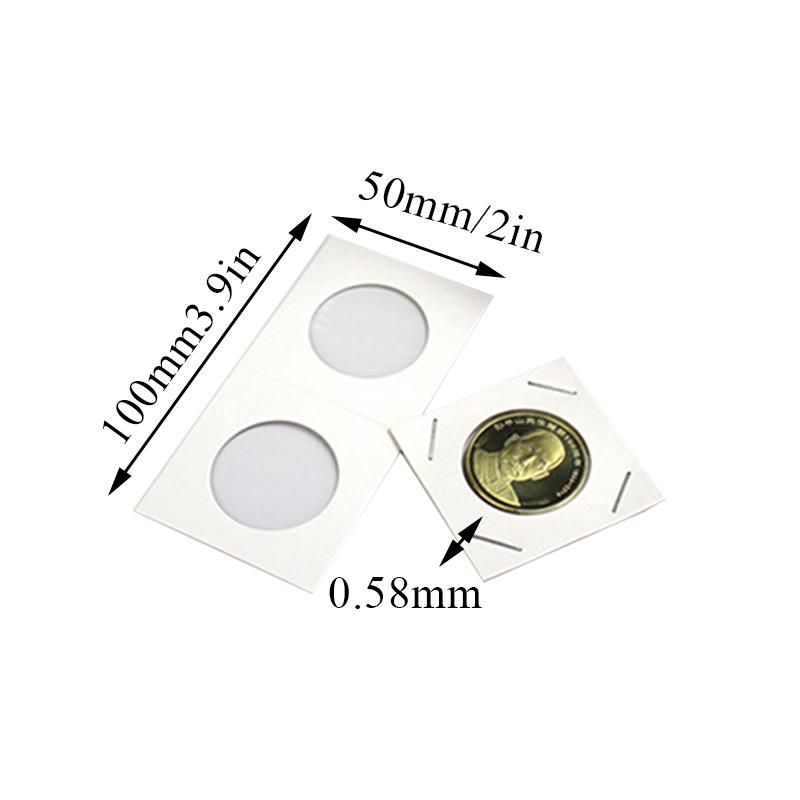 50Pcs White Cardboard 2x2 Mylar Coin Holders with Storage Box Holder Cardboard Coin Holders Storage Case 17.5-40mm