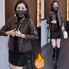 Fleece Thickened Short Coat Leather Jacket Women's Autumn and Winter New Small Leather Jacket Top Imitation Fur
