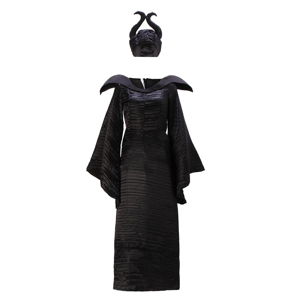 Déguisement Méchante Reine / Diable Pour Femme - Cape Velours Noire 170 Cm, Cornes, Collier Gothique - Pour Halloween, Fête Cosplay Ou Soirée à Thème