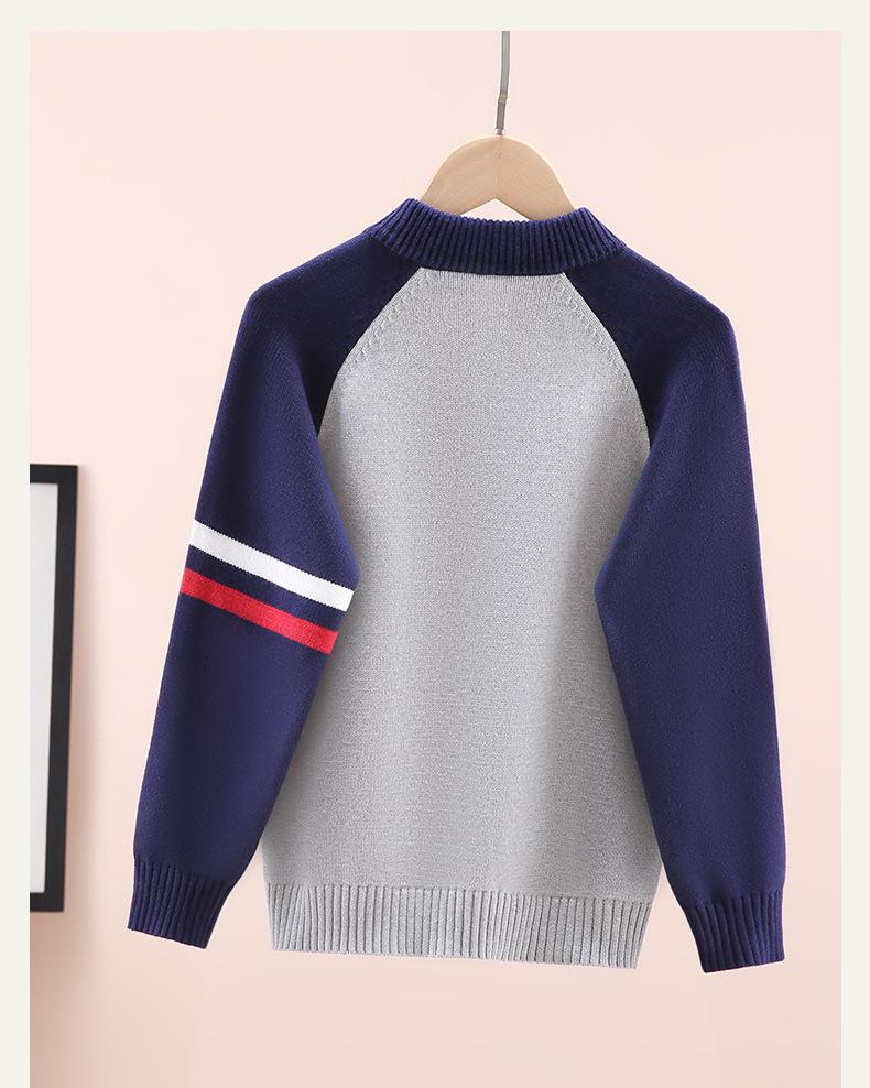 Jungen Baumwoll-Strickjacke mit Fleecefutter und Reißverschluss: Dickstrick für große Kinder, Herbst-/Winter-Oberbekleidung