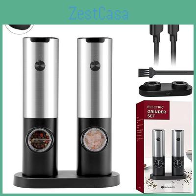 Pepper Grinder Electric Powder Usb Rechargeable Salt Pepper Grinder With Adjustable Roughness Freshly Ground Pepper Kitchen Tool