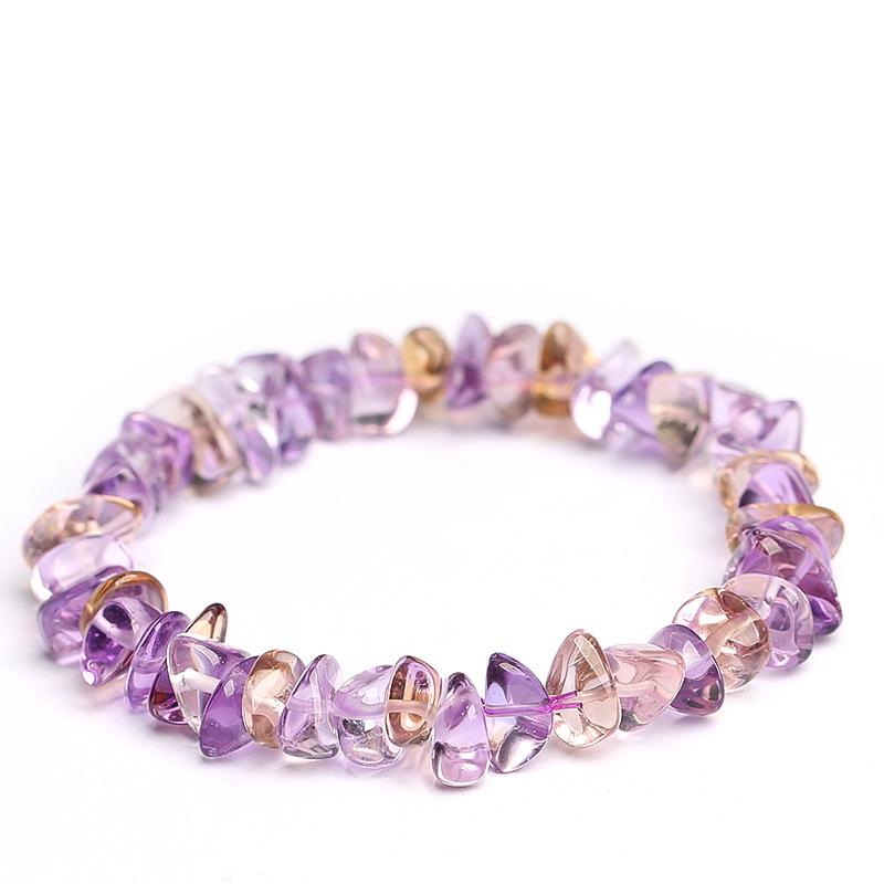Hongchu Crystal Natural Ametrine Stone Bead Bracelet Ice purple-yellow crystal irregular-shaped single-strand bracelet