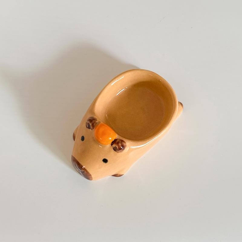 

Ceramic Dessert Sauce Dish Tableware Creative Cute Cartoon Capybara Shape Fruit Sushi Plates Kitchen Accessories