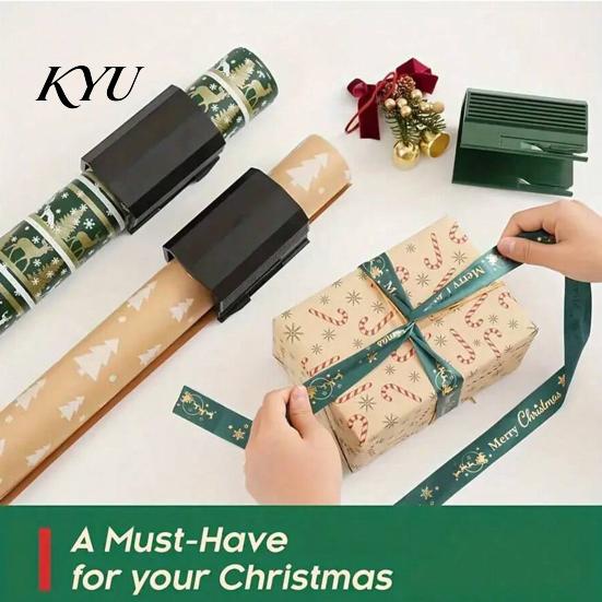 Handbook Material Cutter Portable Wrapping Paper Roll Cutter, Slide Rail Trimmer with Manual Safety Blade, Clean Straight Cut for Crafting And