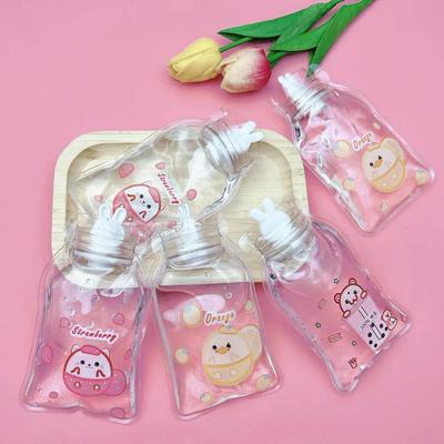 Mini Transparent Cartoon Hot Water Bottle - PVC Cute & Warm for Students & Babies