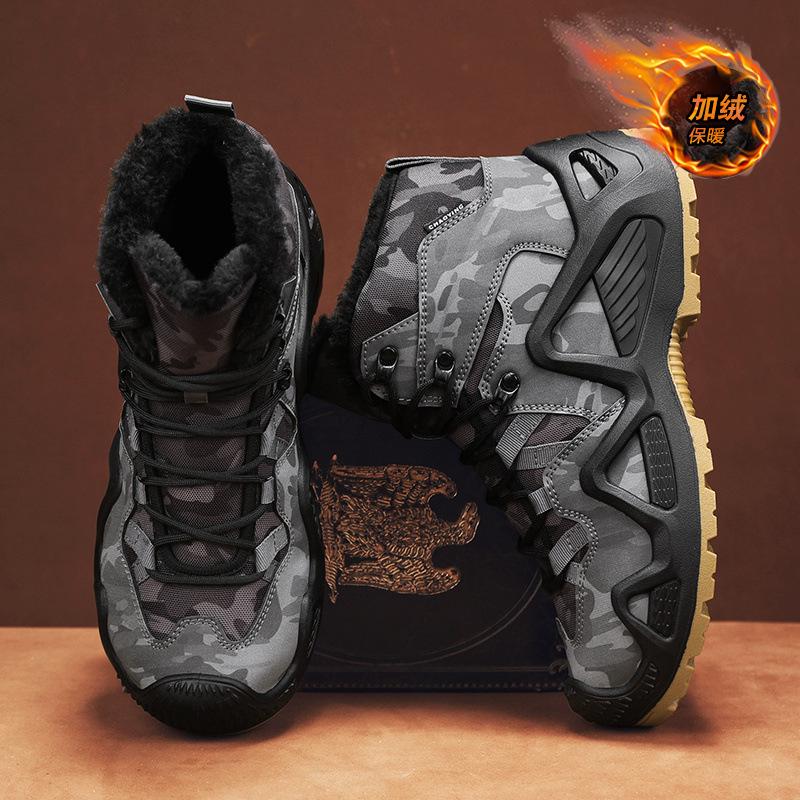 Martin Boots Men's Shoes Winter Sports Soft Sole Fleece Thickened Warm Construction Site Work Non-slip High-top Tooling Labor Insurance Shoes