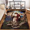 Buntglas Jesus Kunst auf Teppich Rutschfester Teppich geeignet für Wohnzimmer- und Schlafzimmer-Sofas.
