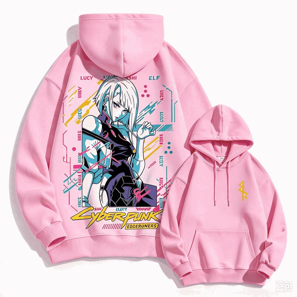 Cyberpunk Edgerunners Grafik Hoodies Herbst Winter Herren Manga Vintage Übergroß Unisex Streetwear Trendig Sport Grafik Y2k Kurze Ärmel Klassisch