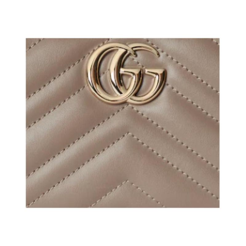 Gucci GG Marmont Light Gold Hardware Zipper Closure Leather Wallet Women's Taupe