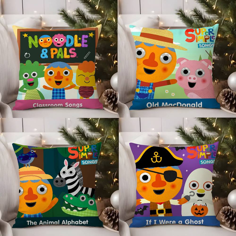Cartoon Noodle & Pals Kissenbezug Sofa Wohnzimmer Schlafzimmer Beidseitiger Druck Quadratisches Kissen Nickerchen Kissenbezug