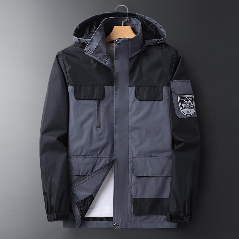 Autumn Korean Style Trendy Couple Workwear Windbreaker for Men - Lightweight Outdoor Hiking Jacket, Plus Size. 7XL