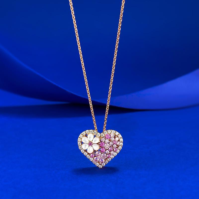 Xian Can 2025 S925 Silver Necklace: Colorful Heart & Mother-of-Pearl Flower, Fashionable Light Luxury. S925 Silver