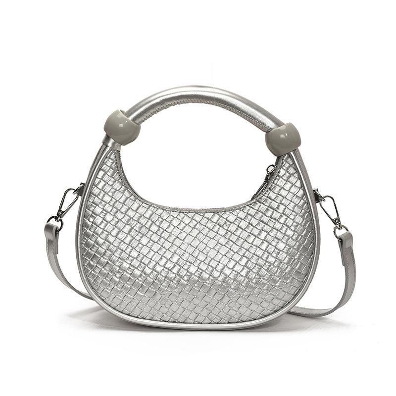 This year's popular small bag women's 2025 new spring and summer versatile messenger bag woven portable dumpling bag