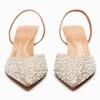 Mode Sommer Damen High Heels Sandalen Perlenverzierung Slingback Spitze Elegant Party Hochzeit Braut Damenschuhe