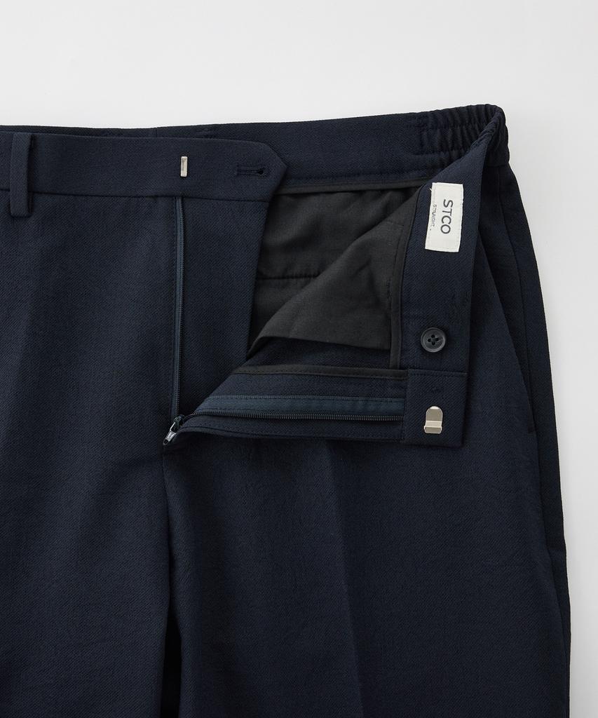 STCO Texture Polyester Soft Slacks_Navy (Straight Fit)_Spaxb06Csn