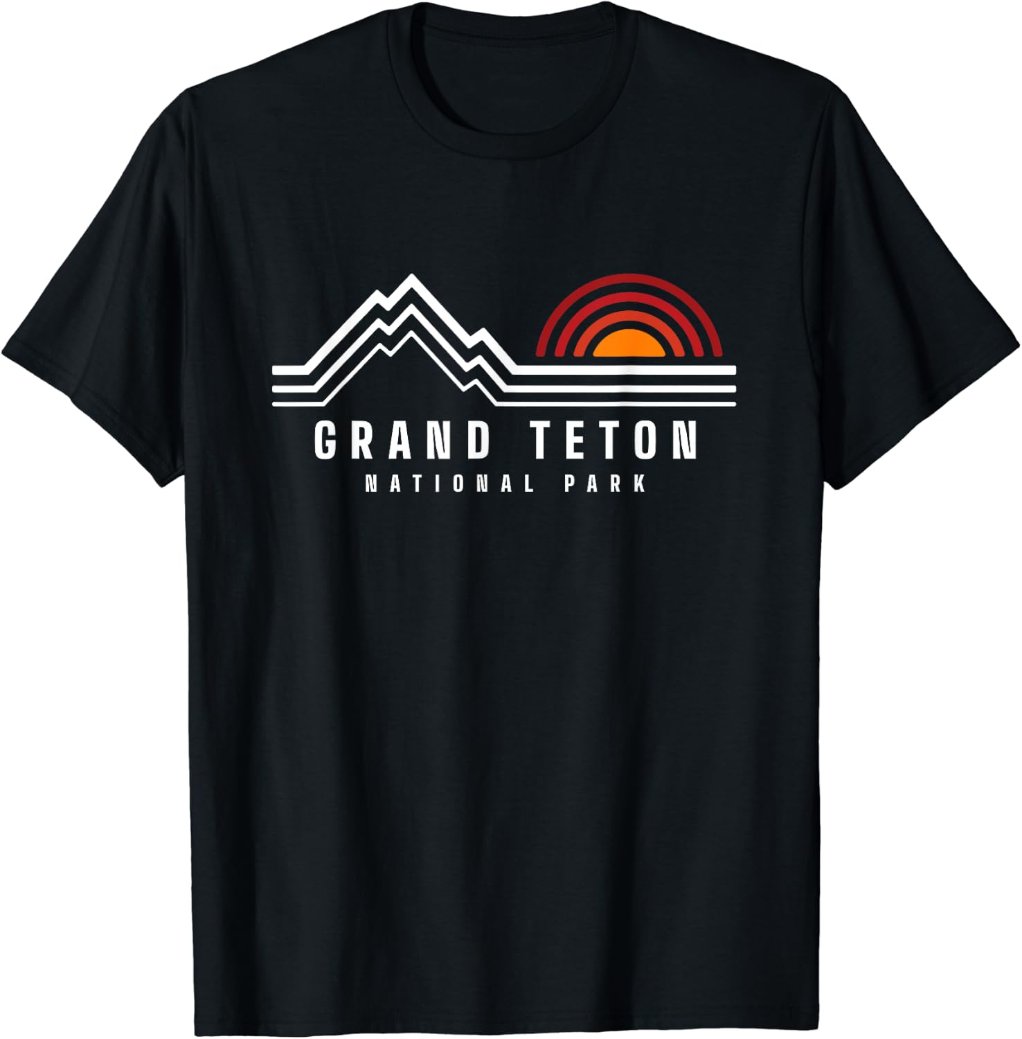 Grand Teton National Park Vintage Mountain Sunset Retro Gift Men T Shirt XS чёрный