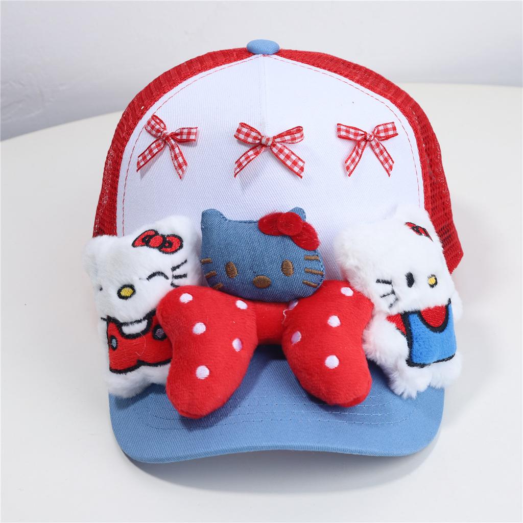 2025 new cute kitten bow cap children y2k Yabi wind show face small breathable baseball cap