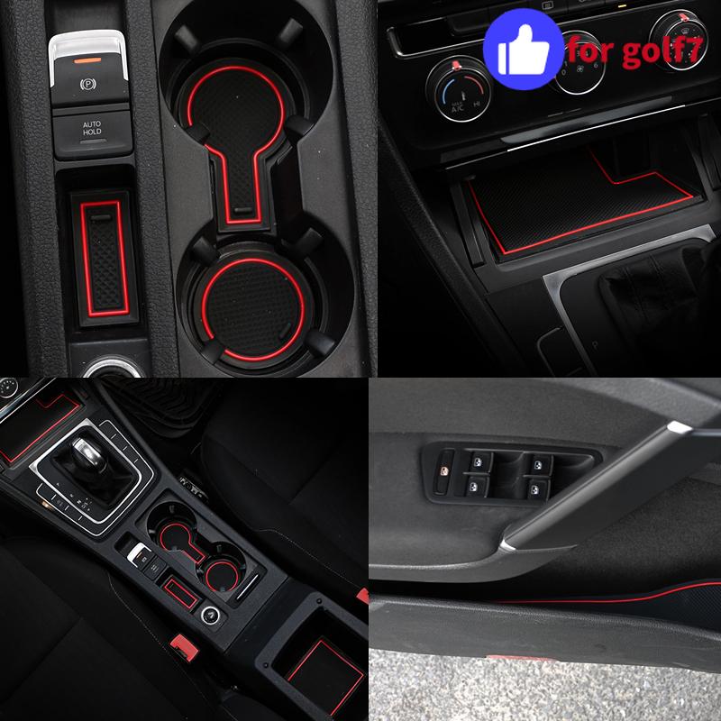 S Silicone Car Non-Slip Door Groove Mats Gate Slot Cup Pad Mat For Volkswagen Vw Golf 7 7.5 Mk7 Mk7.5 2013- Accessories