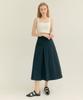 THEFRHT Cotton Pleated A-Line Long Skirt Black