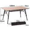 OEING Wood Grain Portable Roll-Up Camping Table with Adjustable Height