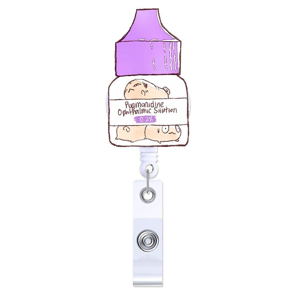 

360 Rotating Nurse ID Holder Cartoon Name Card Holder Retractable Badge Reel Doctor Hospital Style 2