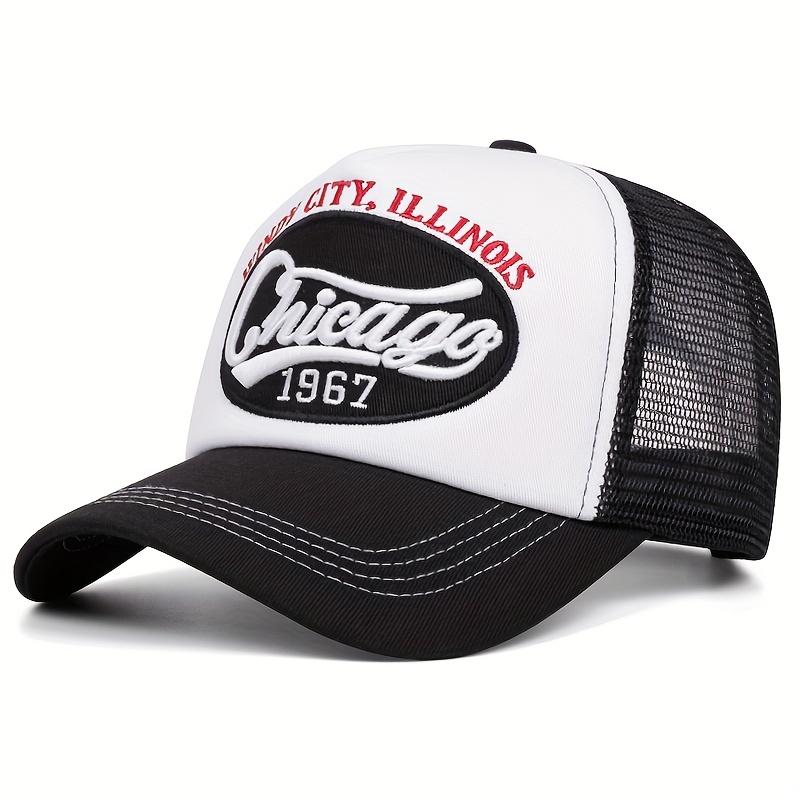 Vintage Chicago 1967 Embroidered Baseball Hat, Breathable Mesh Back Design, Casual Outdoor Sports Cap For Both Genders