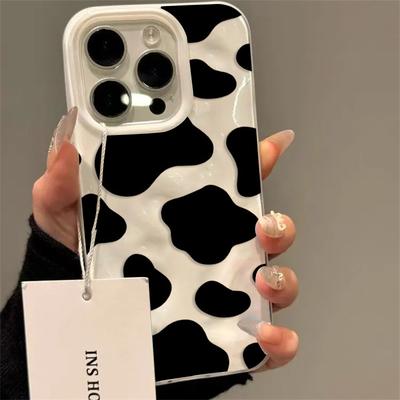 Gefaltete Textur Kuhmuster Handyhülle für IPhone 17 Air Pro 16 15 14 13 12 11 Pro Max 14 15 16 Plus Stoßfest Weiche Rückseite
