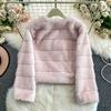 Autumn Winter Women Luxury Soft Mink Faux Fur Warm Short Jacket Diamond Button Single Breasted Christmas Outerwear Coat