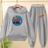 Student Uniform, Hooded Sweatshirt + Long Pants Set, Cartoon Car Pattern, 3 To 13-year-old Boys' and Girls' Sportswear,loose Set