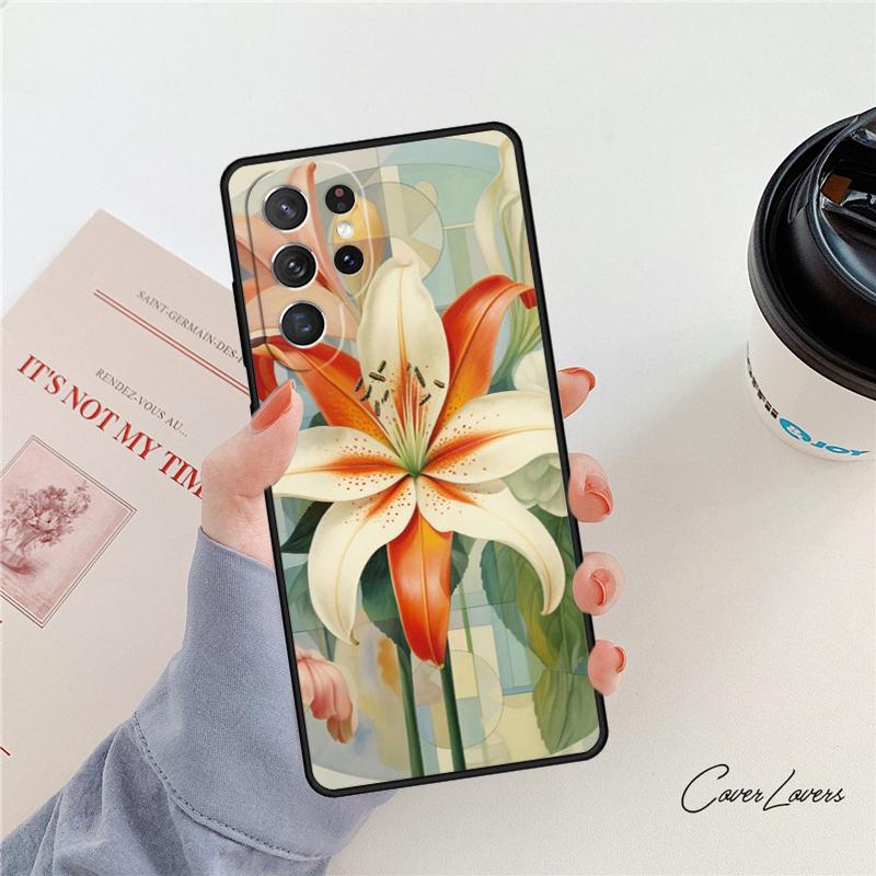 Colorful Flower Lily phone case For Samsung Galaxy S24 S25 S23 S22 Ultra Note 10 20 Plus S20 S21 FE Cover