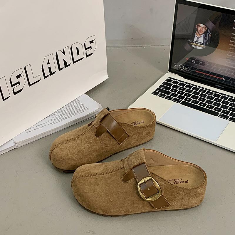 Inner Height Increase 5CM2025 Spring and Autumn New One-pedal Women's Muffin Thick Bottom Height Increase Bag Head Drag Outer Wear Boken Slippers