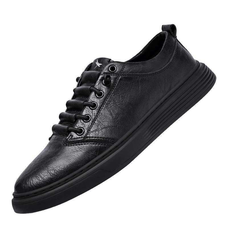 RED DRAGONFLY Men's Black Casual Leather Board Shoes WXA344001