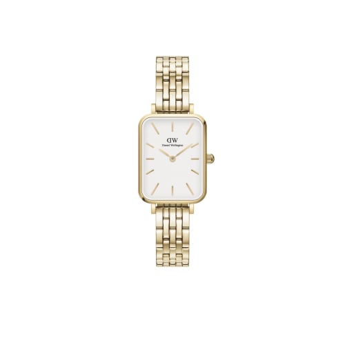 

Official Limited Edition/2-Year Warranty/Authentic Daniel Wellington DW Women s Quadro 5-Link Watch in Evergold White 20x26 Rose Gold Mother-of-Pearl.