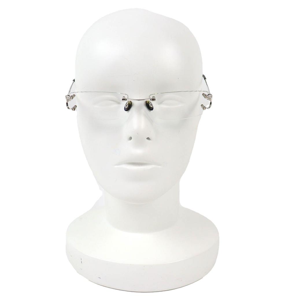 Great Cartier Glasses 2C Decor Two-Point Rimless Square Black Mens Used