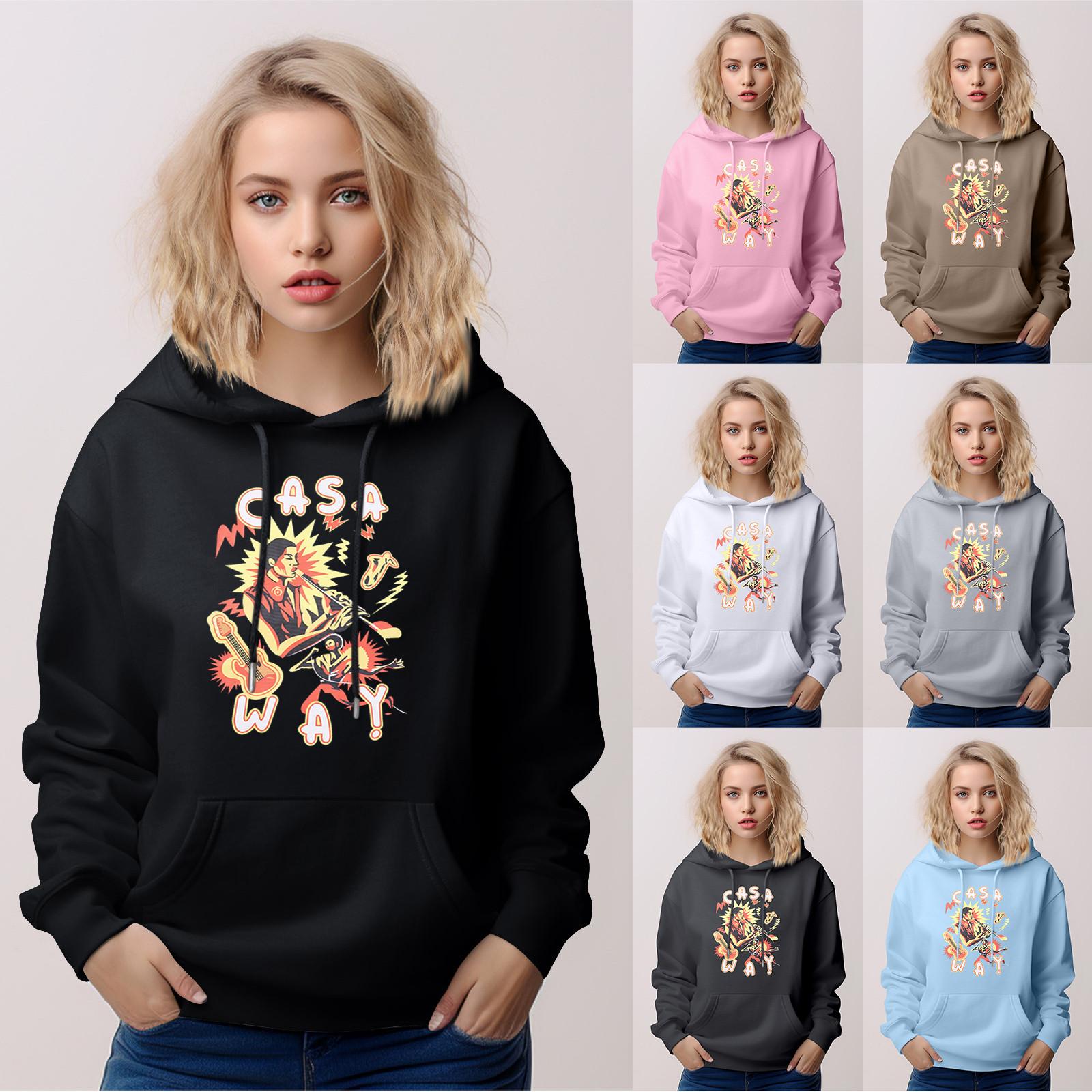 

Унисекс модный повседневный свободный плюшевый пуловер с длинными рукавами и круглым вырезом с капюшоном с веревкой