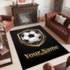 Soccer Theme Crystal Velvet Floor Rug Personalized Custom Name Text Warm Carpet Home Decoration