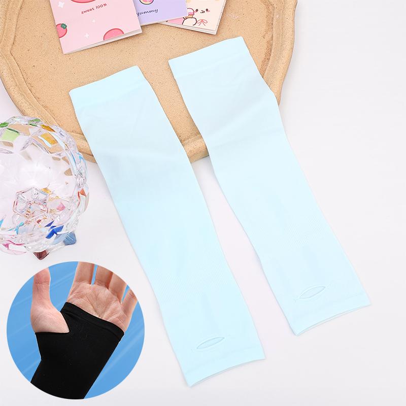 Sun Protection Arm Sleeves For Kids 4-12 Years Summer Sports Cooling Long Arm Cover Girls Boys Elastic Ice Cycling Beach Sleeve