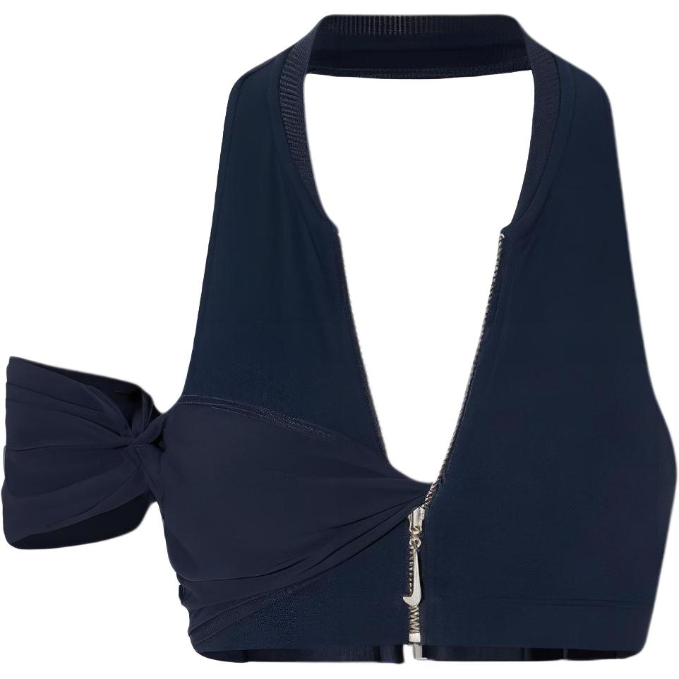 

Nike Совместный бренд X Jacquemus SS24, однотонный повседневный спортивный бюстгальтер с лямкой на шее, женское нижнее белье, темно-синий, черный FJ3150-475