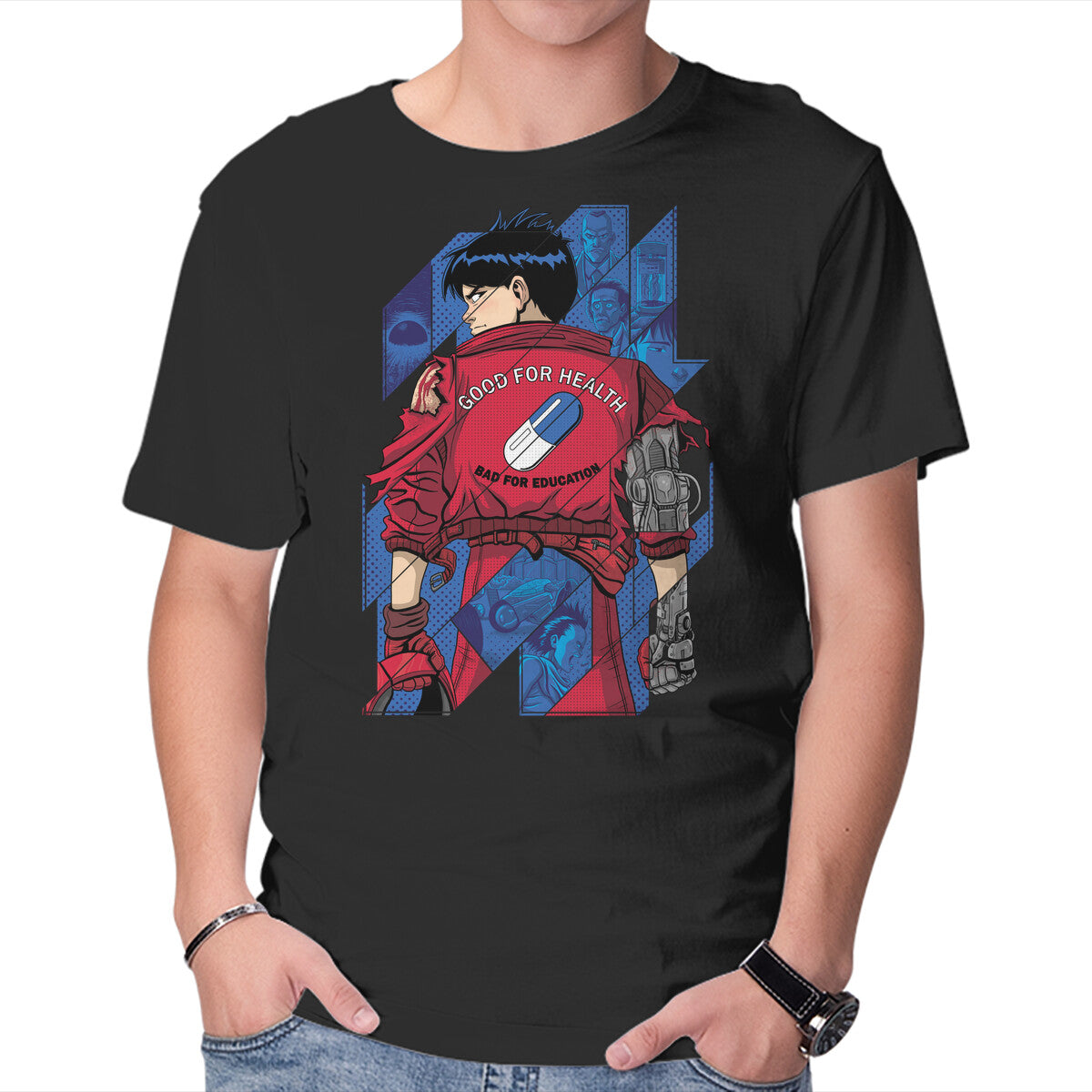 Unisex Crew Neck T-Shirt Good For Health Tiles Graphic Short Sleeve Casual Tee S