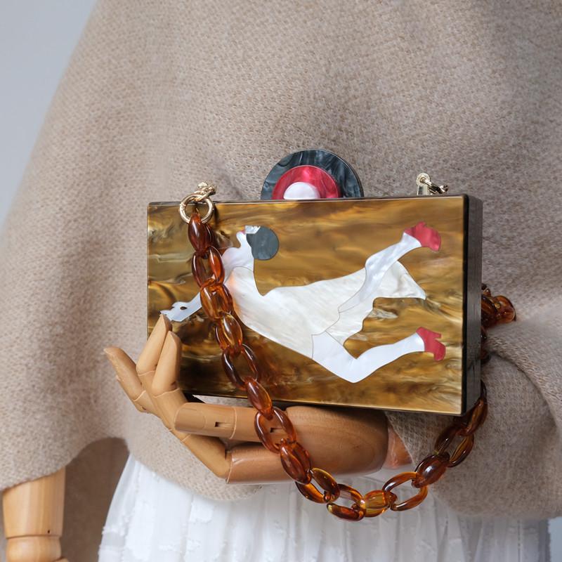 DIY Neue Mode Frau Handtasche Zubehör Kette Schwarz Beige Bernstein Abnehmbare Harz Luxus Strap Frauen Kupplung Schulter Geldbörse Kette