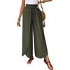 Women's Elastic Waist Irregular Hem Wide Leg Casual Pants Solid Color Loose Straight Pants