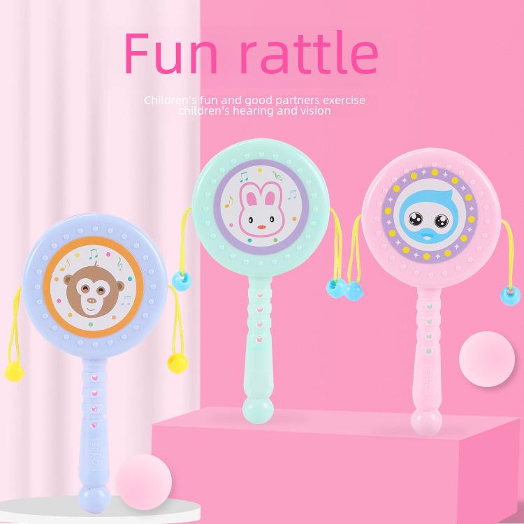 Chewable Rattle & Hand Drum for Newborns, 0-1 Year Old - Educational Toy for Babies 3 Months+