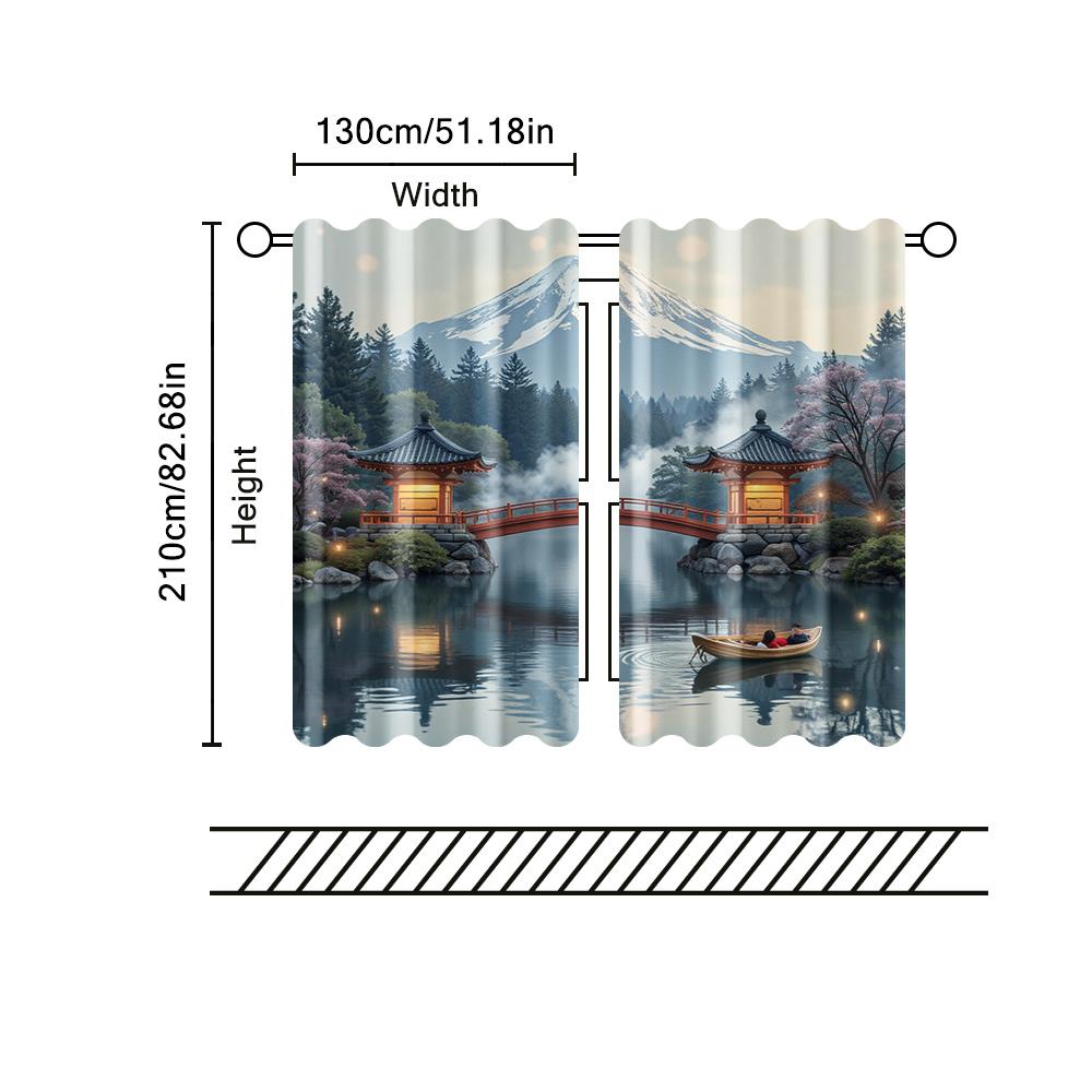 2 szt. zasłon filtrujących (z wyłączeniem prętów nieruchomych bez baterii) Krajobraz tuszem i wodą do użytku w sypialniach i salonach