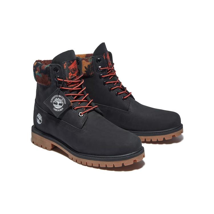 Timberland 6 Inch Premium Boot 'Black Nubuck with Camouflage Collar' Men's A2KC3001