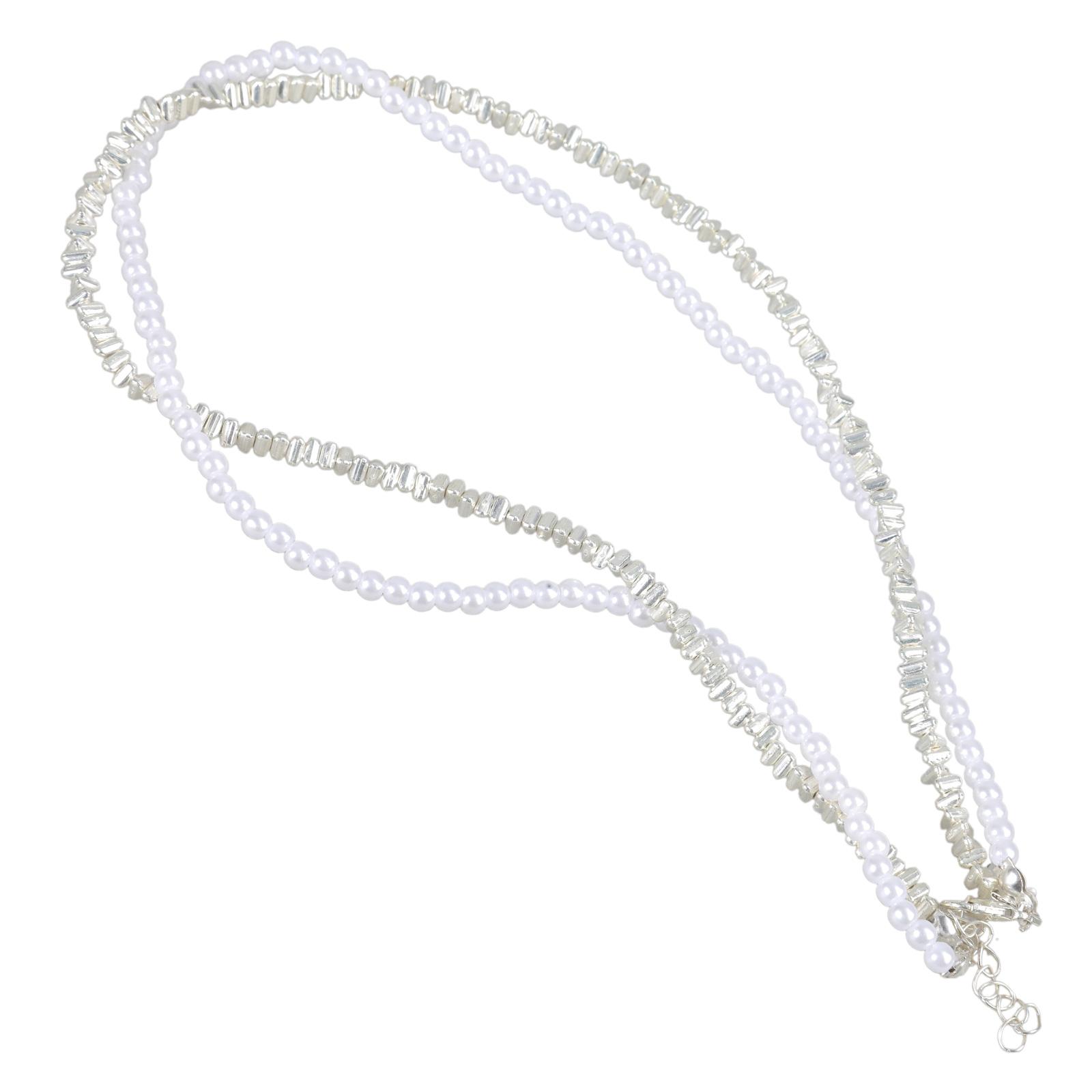 

Elegant Two Layer Pearls Neck Chain with Easy To Use Magnetic Closure Adjustable Neckchain for Daily and Formal Wear