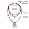 Salircon Boho Multi-layer Korean Velvet Necklace Fashion Geometric Hollow Pattern Metal Pendant Necklace for Women Punk Jewelry