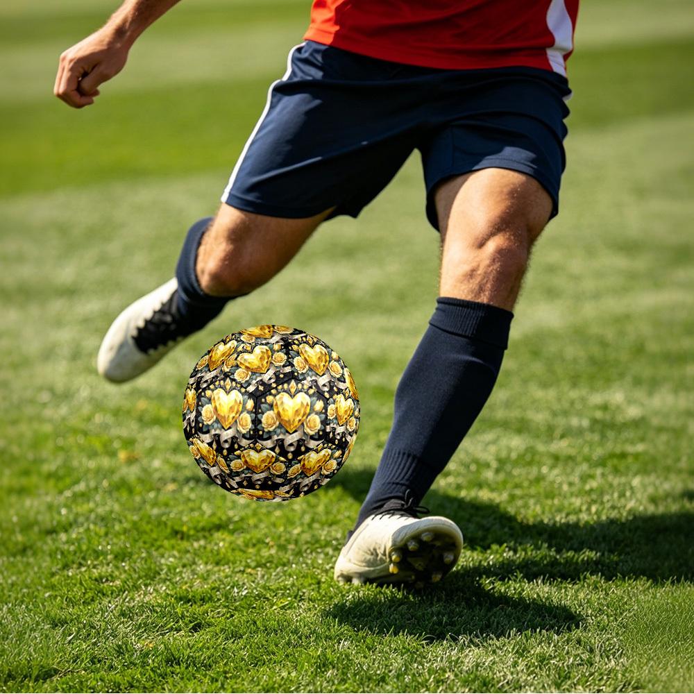 1pc Golden Heart Roses Size 5 Soccer Ball Professional Match Training Football Indoor &Outdoor Sports Ball Training Ball Lightweight Durable y19