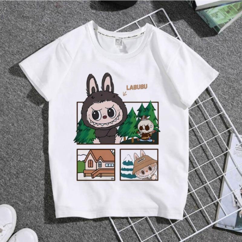

Дитяча футболка Labubu Original для хлопчика дівчинки Каваї Аніме Принт Короткий рукав Літо Модна Повсякденна Футболка Топ Дитячий Одяг Labubu Подарунок 110
